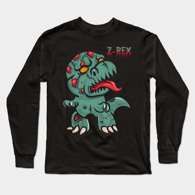 Zombie T Rex Z Rex Halloween Dinosaur Long Sleeve T-Shirt by E